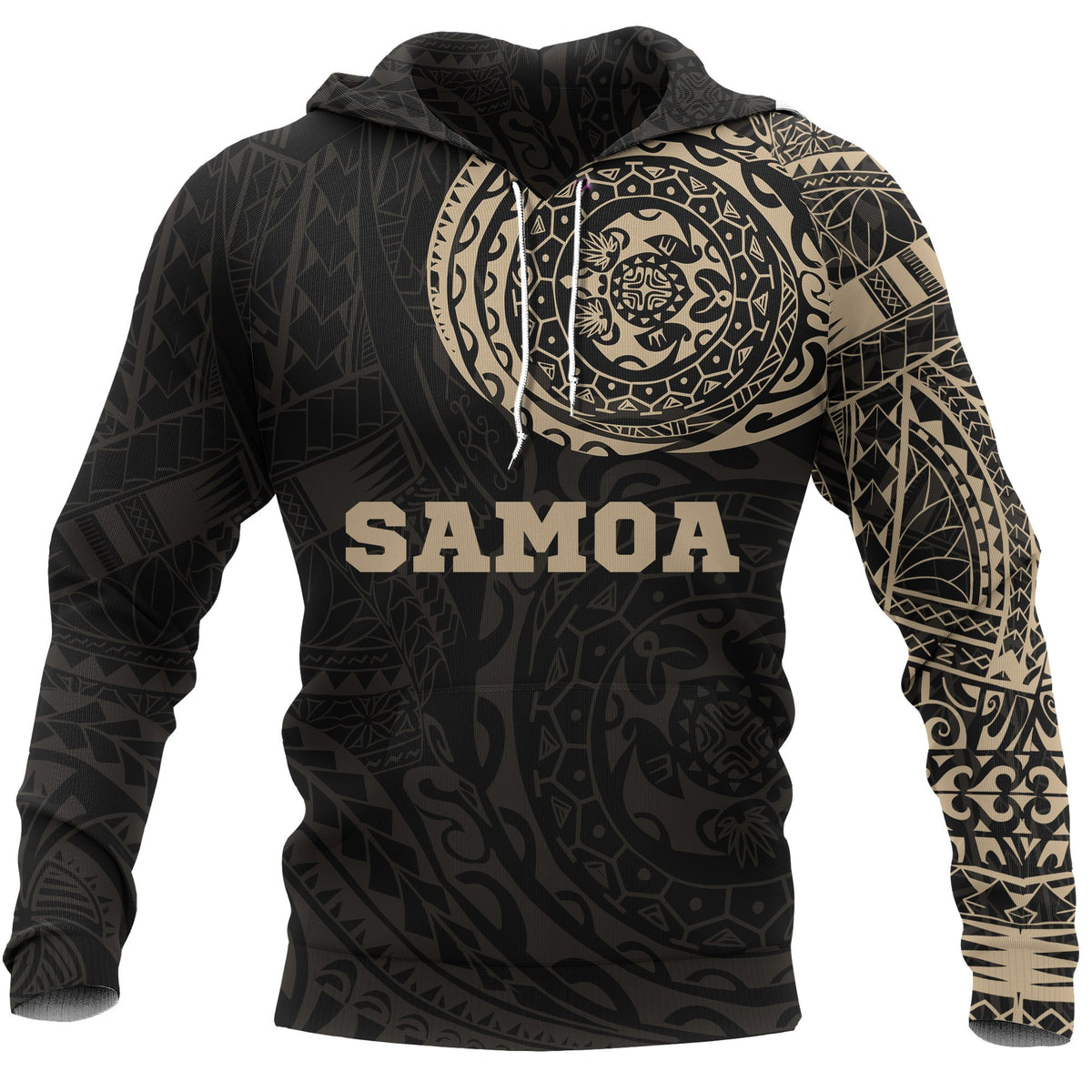 Samoa Hoodie Samoa Polynesian Tattoo Style Black-Gold - Polynesian Pride