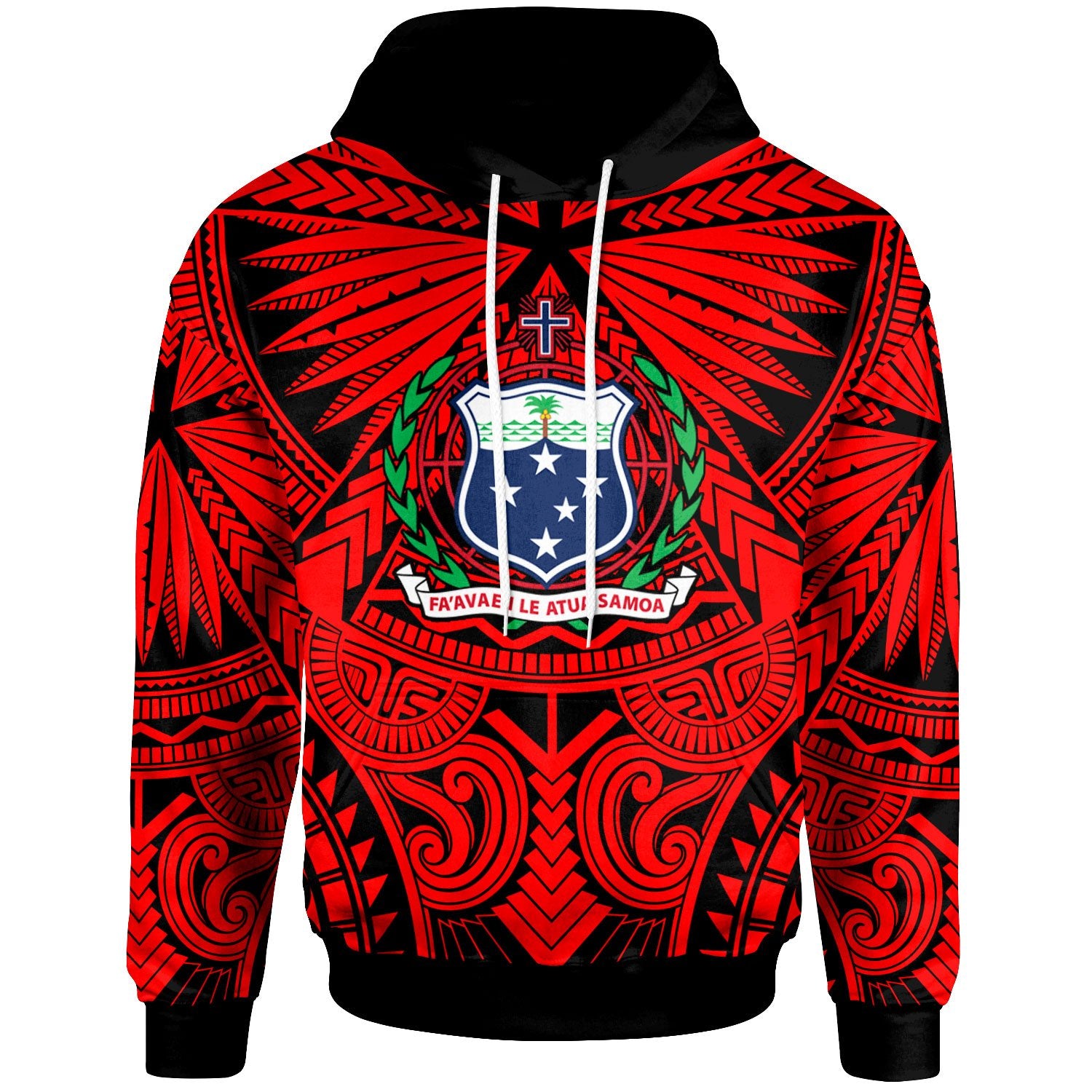 Samoa Hoodie Classic Vignette Style Unisex Red - Polynesian Pride