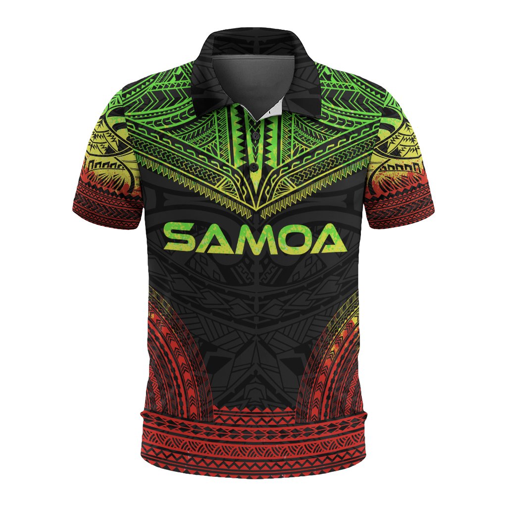 Samoa Polo Shirt Samoan Coat Of Arms Polynesian Chief Tattoo Reggae Version Unisex Reggae - Polynesian Pride