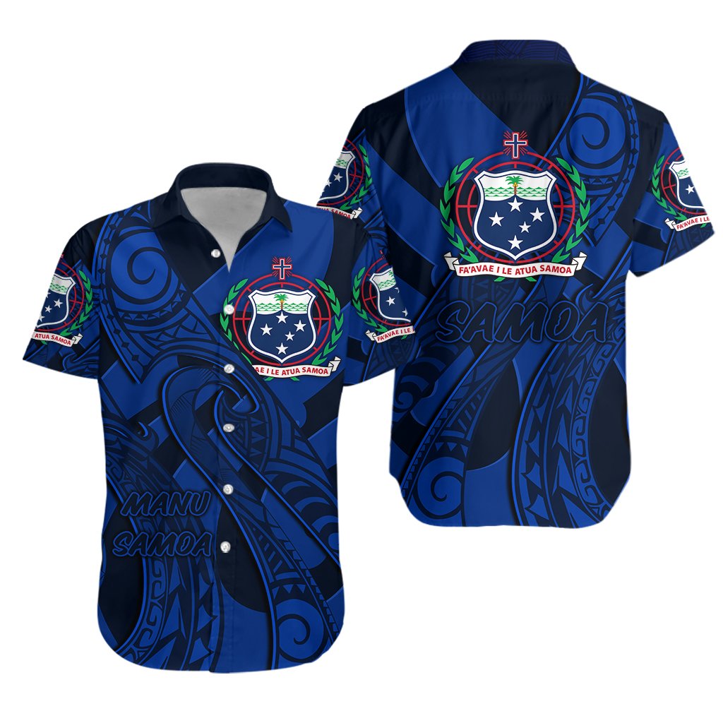 Samoa Hawaiian Shirt Manu Samoa Rugby Unisex Blue - Polynesian Pride