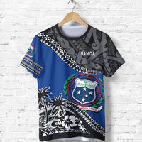 Samoa T Shirt Samoan Coat of Arms Fall In The Wave Unisex Blue - Polynesian Pride