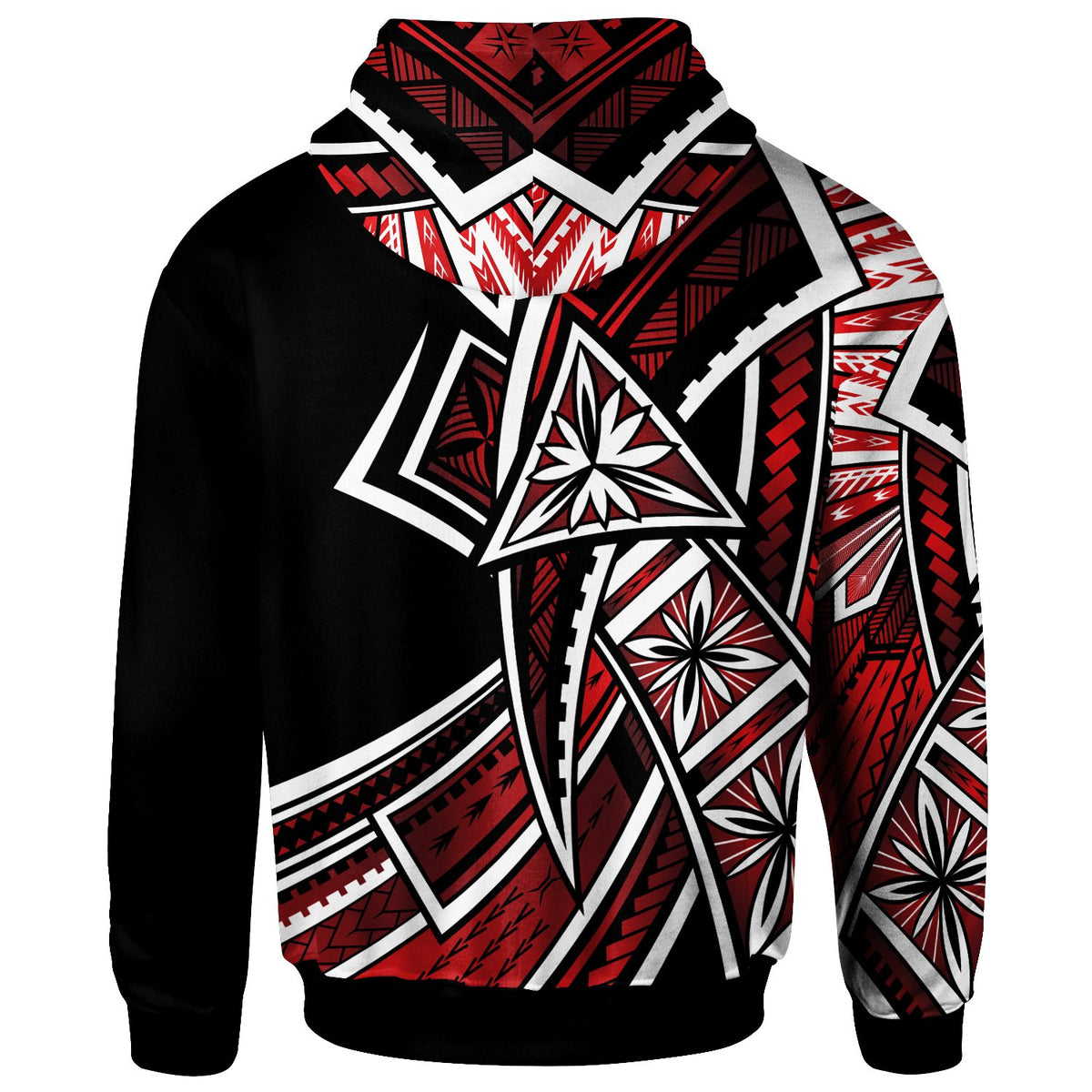 Samoa Zip up Hoodie Tribal Flower Special Pattern Red Color - Polynesian Pride