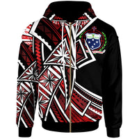 Samoa Zip up Hoodie Tribal Flower Special Pattern Red Color Unisex Red - Polynesian Pride