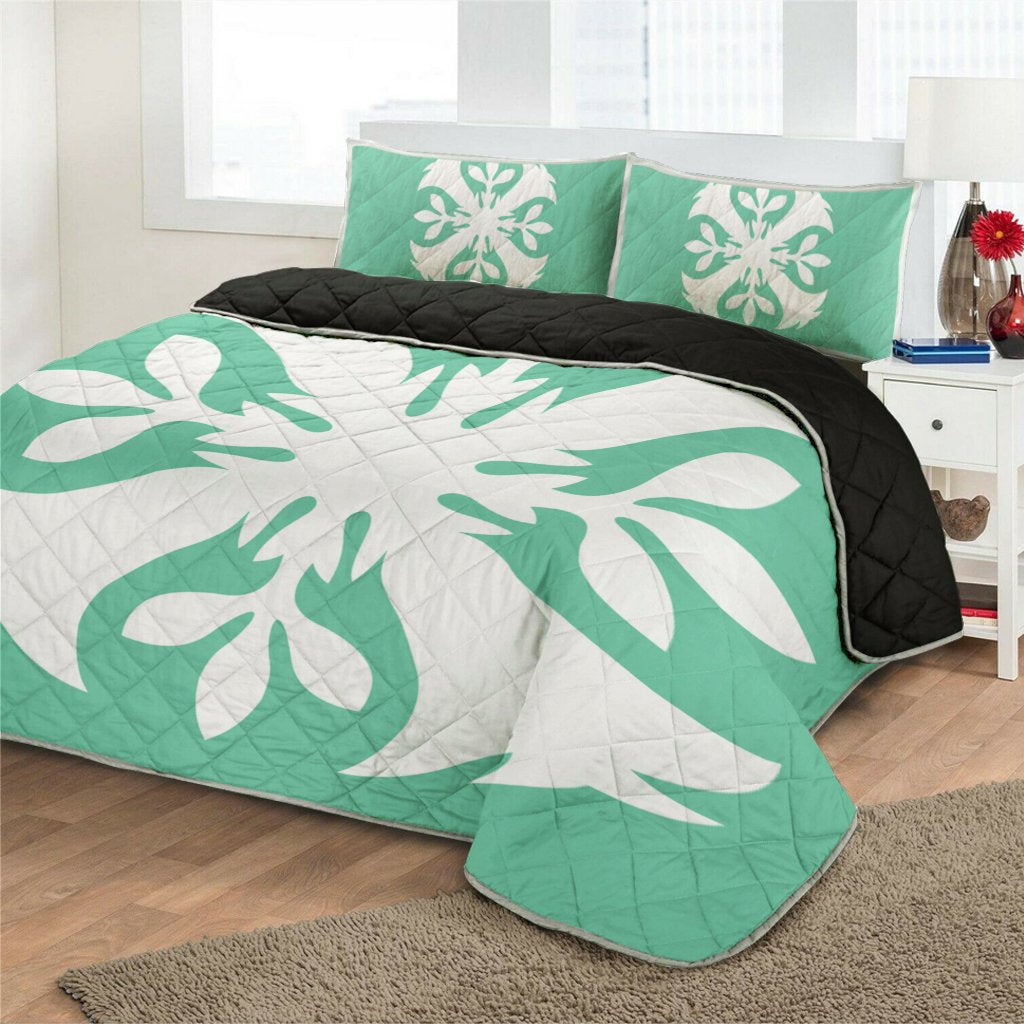 Hawaiian Royal Pattern Quilt Bed Set - Seafoarm - F3 Style - AH - Polynesian Pride