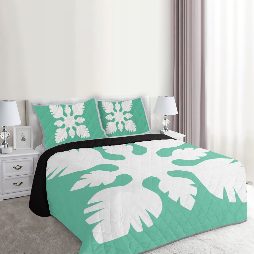Hawaiian Royal Pattern Quilt Bed Set - Seafoarm - B1 Style - AH - Polynesian Pride