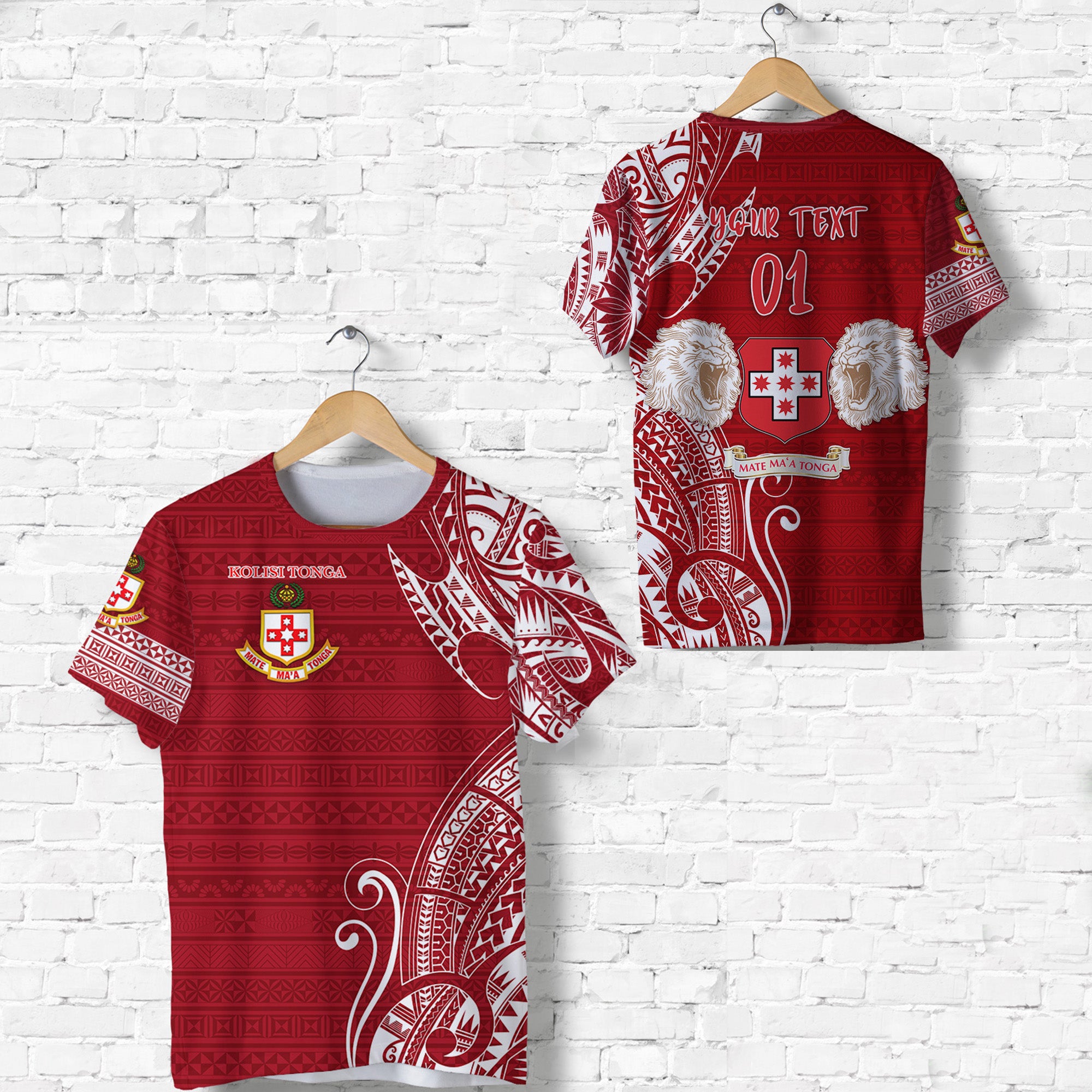 Custom Kolisi Tonga Mate Maa Tonga T Shirt Laione Ashburton Old Boys, Custom Text and Number LT8 Unisex Red - Polynesian Pride