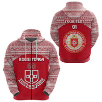 Custom Kolisi Tonga Zip Hoodie Mate Maa Tonga Simple Version Ashburton Old Boys, Custom Text and Number Unisex Red - Polynesian Pride