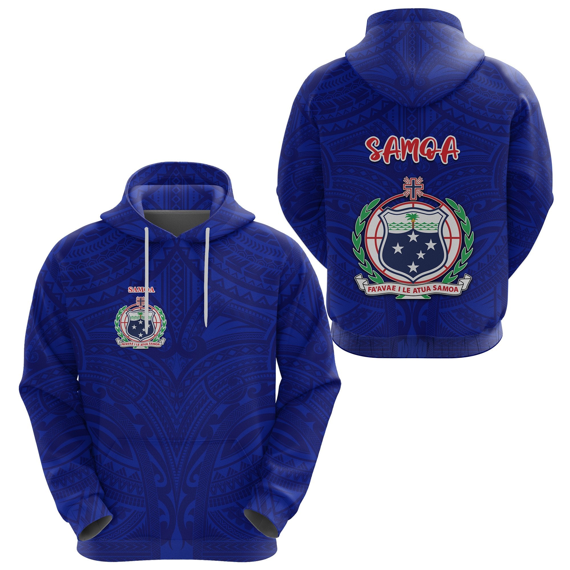 Manu Samoa Rugby Hoodie Free Style Unisex Blue - Polynesian Pride