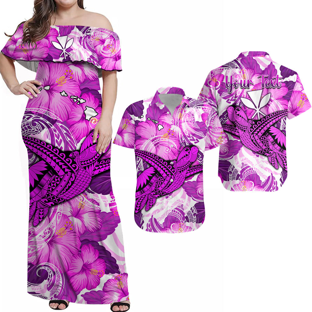 Custom Hawaii Matching Hawaiian Shirt and Dress Pink Polynesian Turtle and Hibiscus LT13 Pink - Polynesian Pride