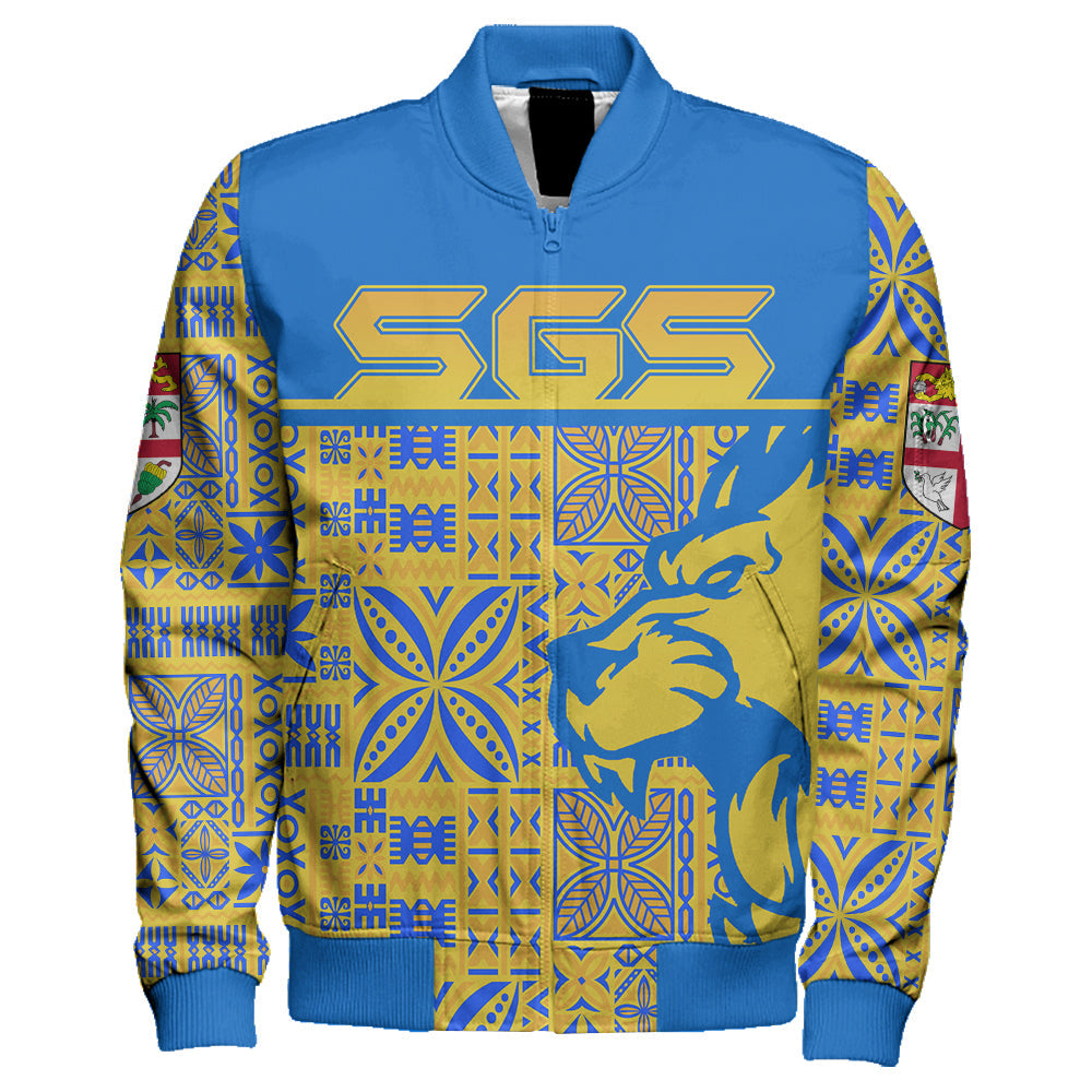 Suva Grammar School Sleeve Zip Bomber Jacket LT10 Unisex Blue - Polynesian Pride