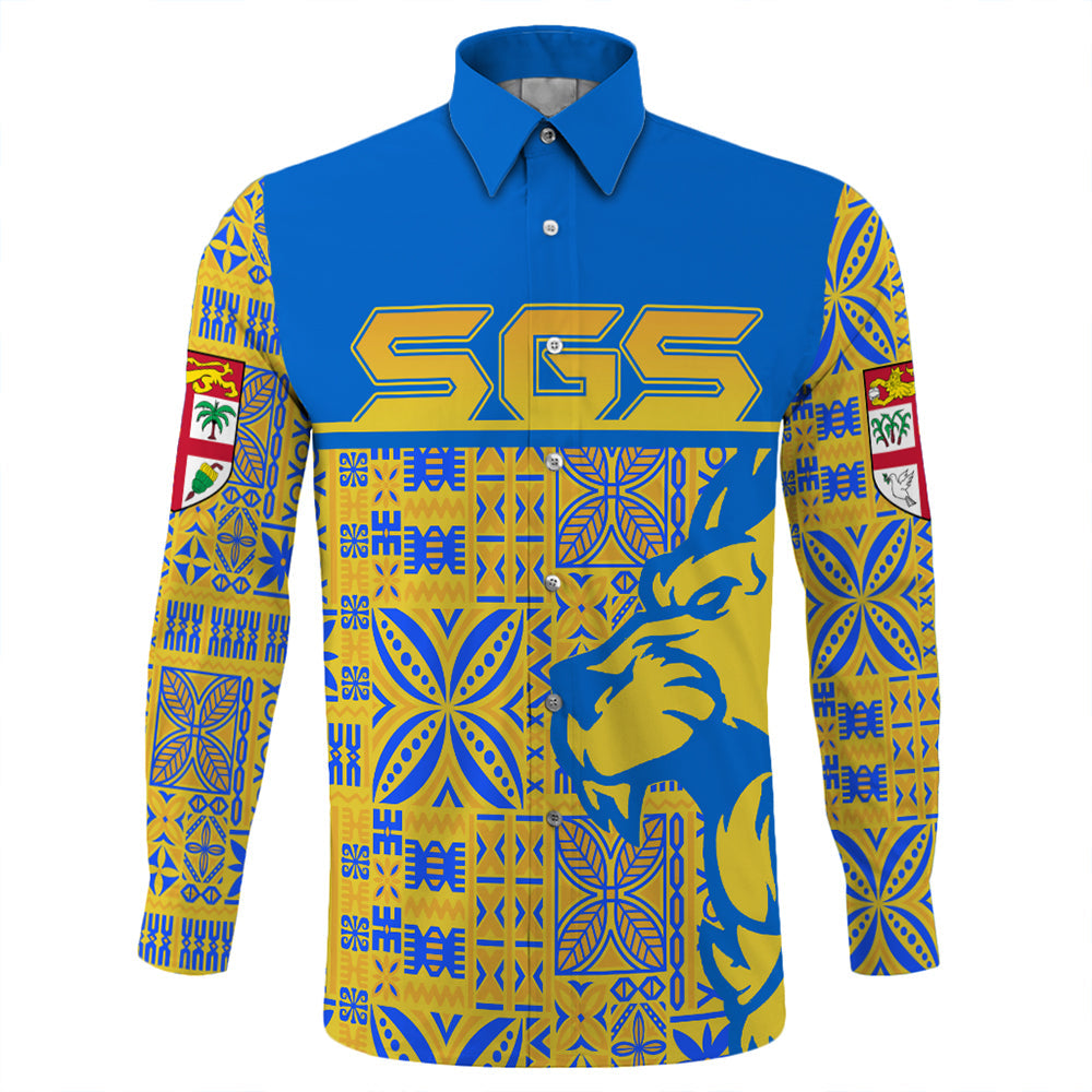 Suva Grammar School Long Sleeve Button Shirt LT10 Unisex Blue - Polynesian Pride