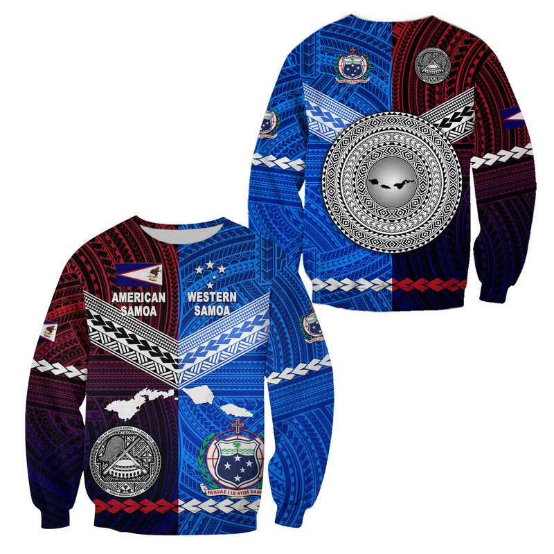 American Samoa And Western Samoa Sweatshirt Together LT8 Unisex Blue - Polynesian Pride