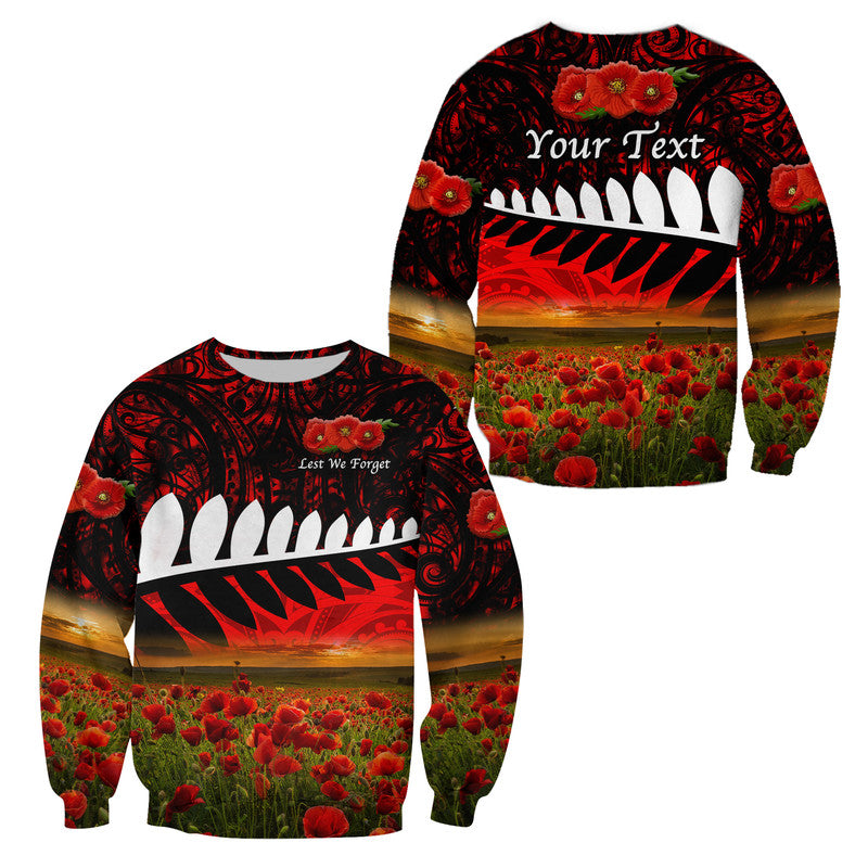 (Custom Personalised) New Zealand Maori ANZAC Sweatshirt Poppy Vibes - Red LT8 Unisex Red - Polynesian Pride