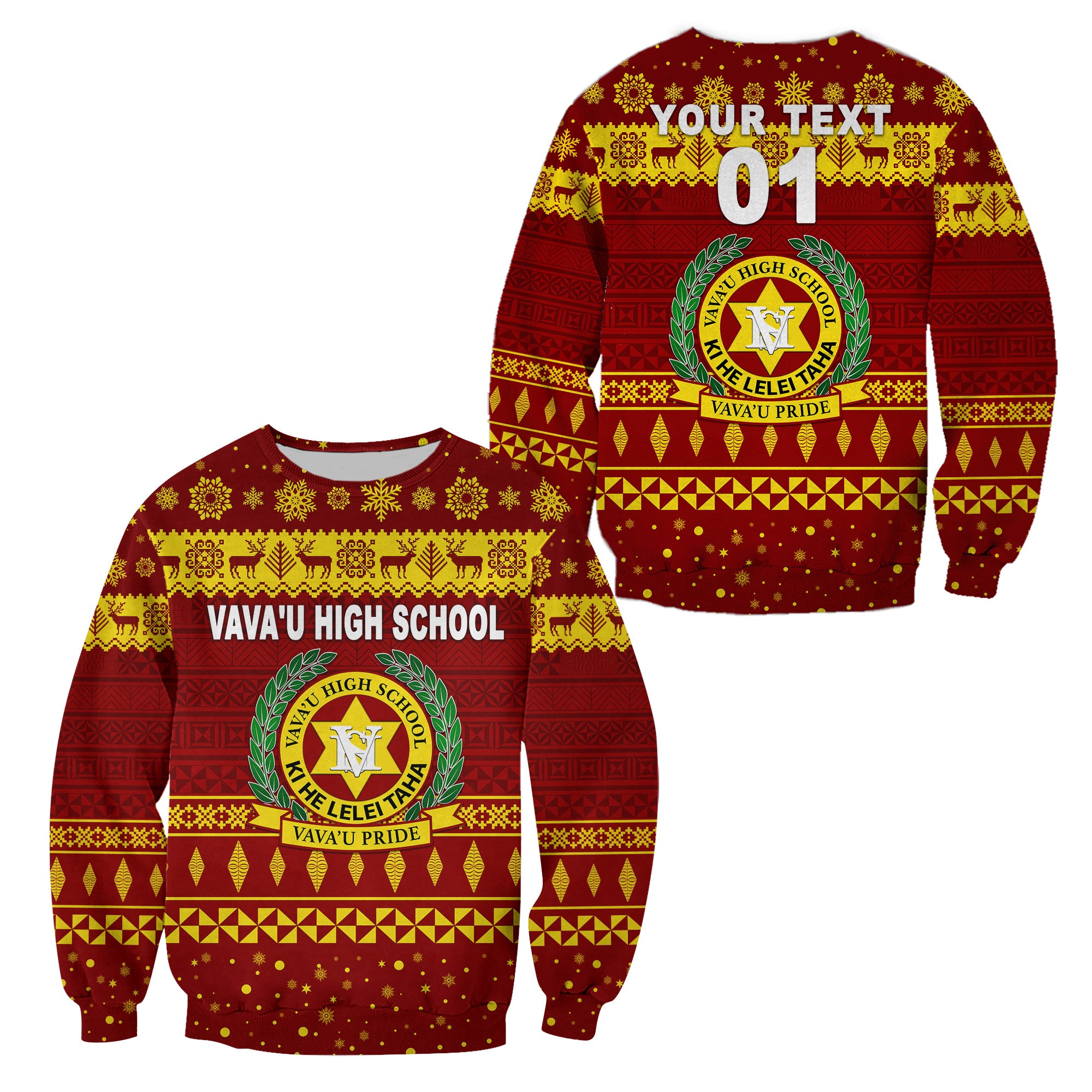 (Custom Personalised) Vava'u High School Christmas Sweatshirt Simple Style - Maroon LT8 - Polynesian Pride