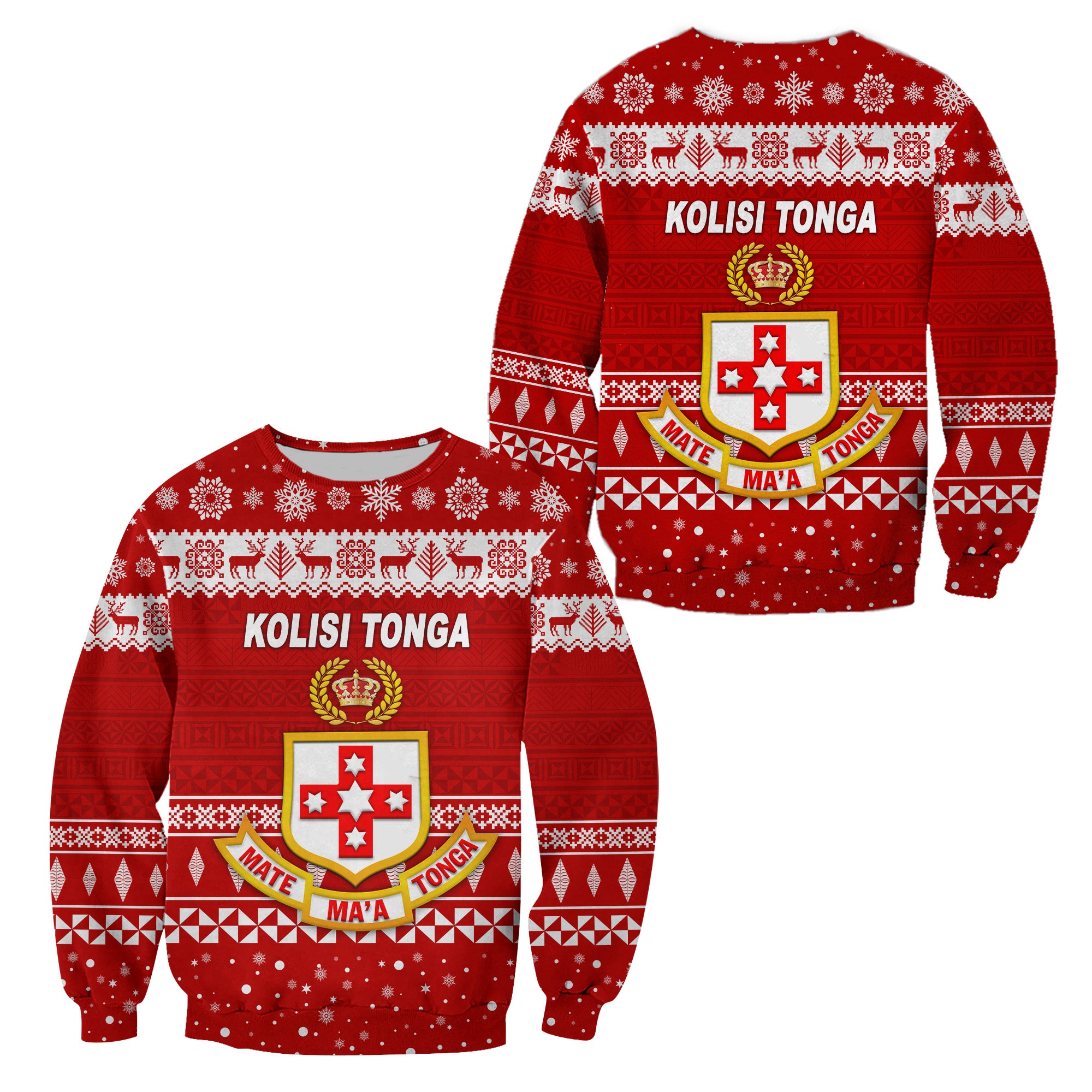 Kolisi Tonga College Christmas Sweatshirt Simple Style LT8 Unisex Red - Polynesian Pride