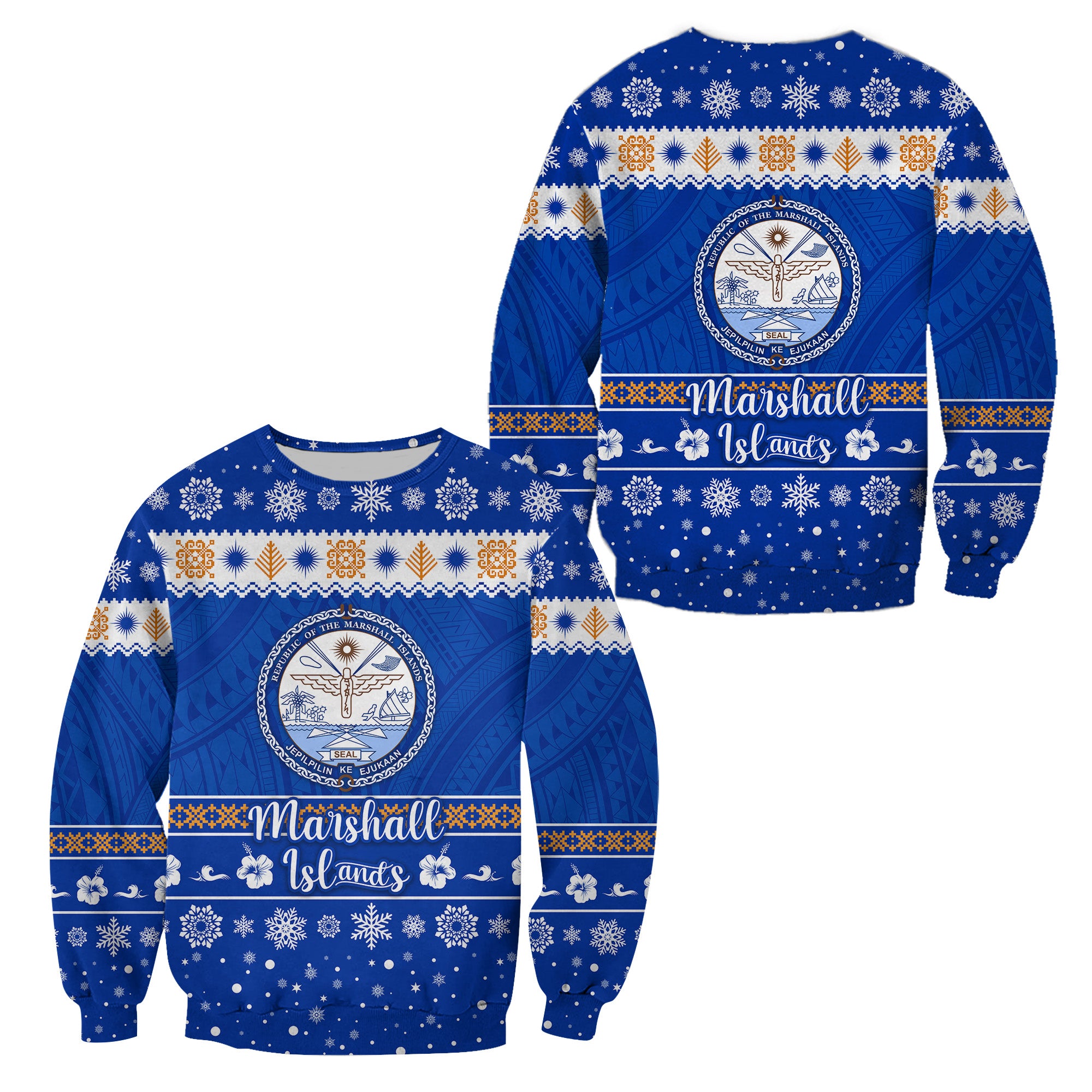 Marshall Islands Christmas Sweatshirt Simple Style LT8 Unisex Blue - Polynesian Pride