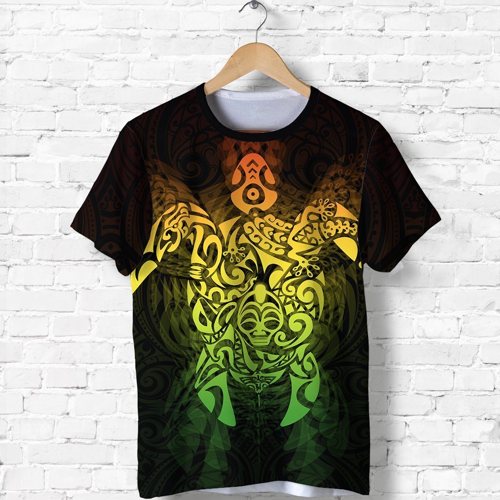 New Zealand Maori Shirt, Wairua Tattoo Turtle T Shirt Rasta Unisex Black - Polynesian Pride