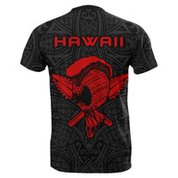 Polynesian Kakau Helmet Weapon Red Kanaka Warrior T Shirt - Polynesian Pride