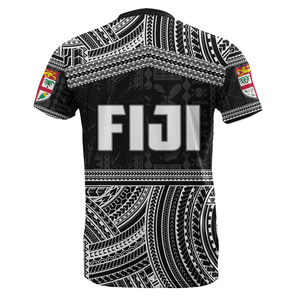 Fiji Rugby Polynesian Patterns T Shirt White - Polynesian Pride