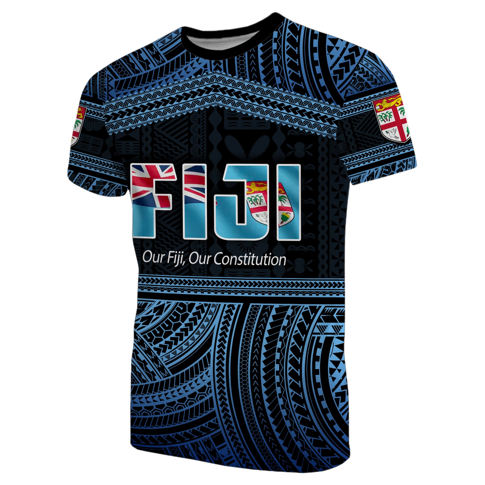 Fiji Constitution Day Polynesian Patterns T Shirt LT6 Unisex Blue - Polynesian Pride
