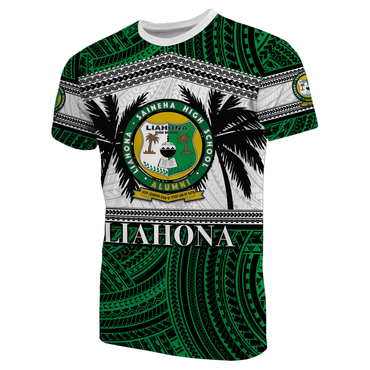 Tonga Liahona High School T Shirt Polynesian Patterns LT6 Unisex Green - Polynesian Pride