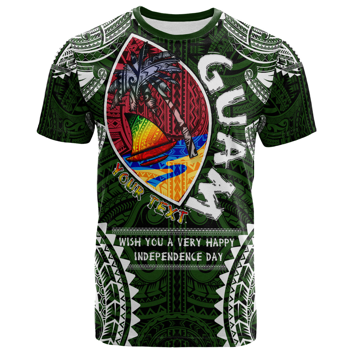Guam T Shirt Custom Guam Independence Day Wish You A Very Happy Independence Day With Polynesian Patterns LT10 - Polynesian Pride