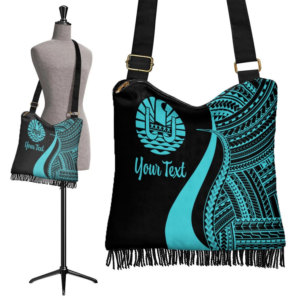 Tahiti Custom Personalised Boho Handbag - Turquoise Polynesian Tentacle Tribal Pattern - Polynesian Pride
