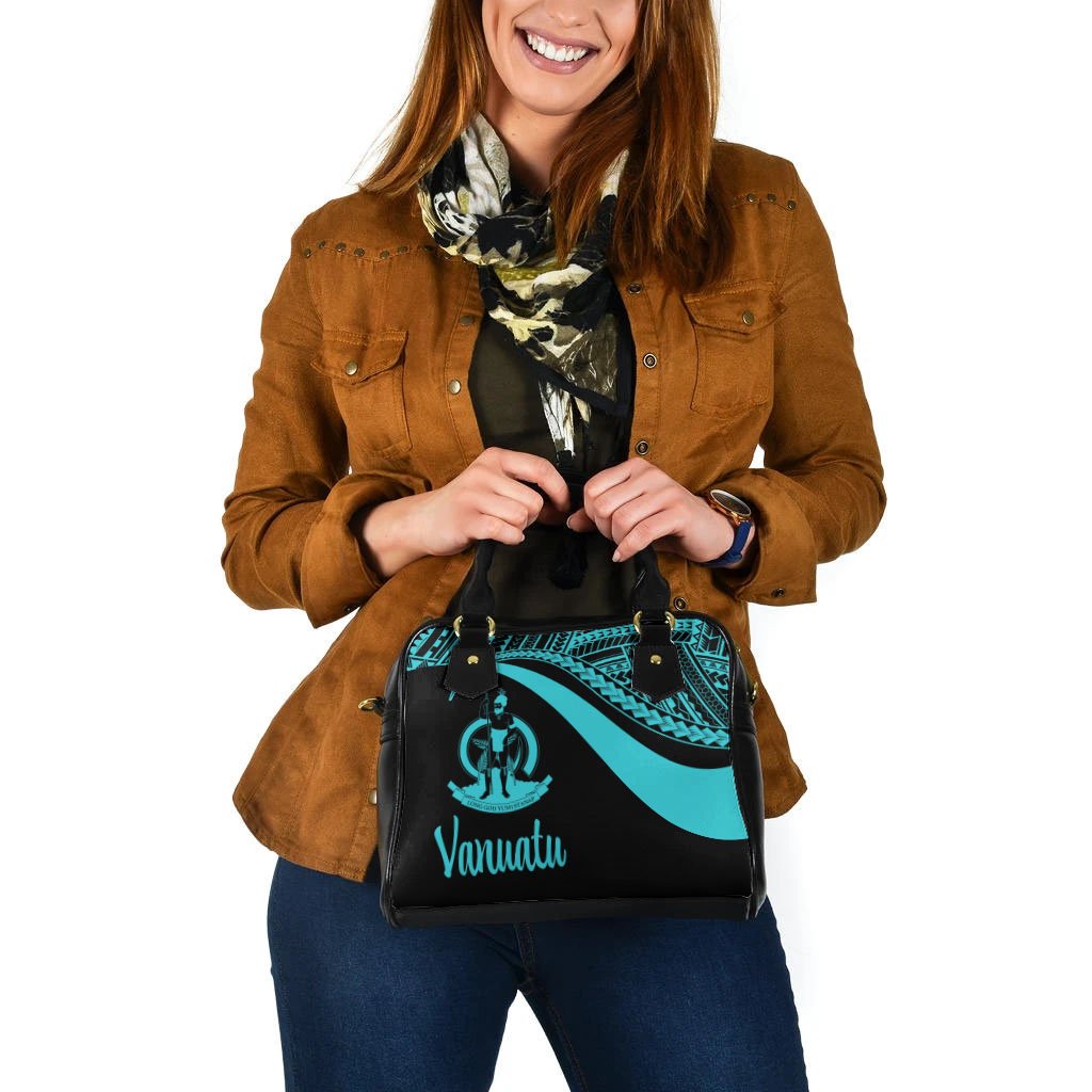 Vanuatu Shoulder Handbag - Turquoise Polynesian Tentacle Tribal Pattern - Polynesian Pride