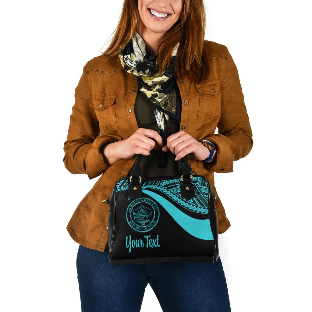 Palau Custom Personalised Shoulder Handbag - Turquoise Polynesian Tentacle Tribal Pattern Crest - Polynesian Pride