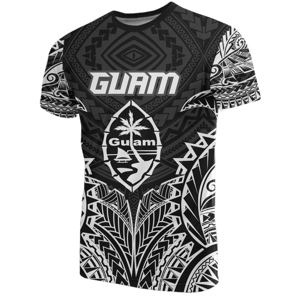 Guam T Shirt Guam Coat of Arms Polynesian Tattoo White Black Unisex Art - Polynesian Pride