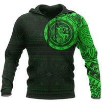 Hoodie Polynesian Tribal Lizard Tattoo Green Unisex Green - Polynesian Pride