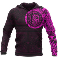 Hoodie Polynesian Tribal Lizard Tattoo Pink Unisex Pink - Polynesian Pride