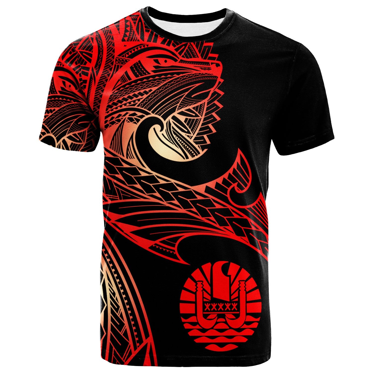 Tahiti T Shirt Leader Wolf Is You Red Gradient Color Unisex Black - Polynesian Pride