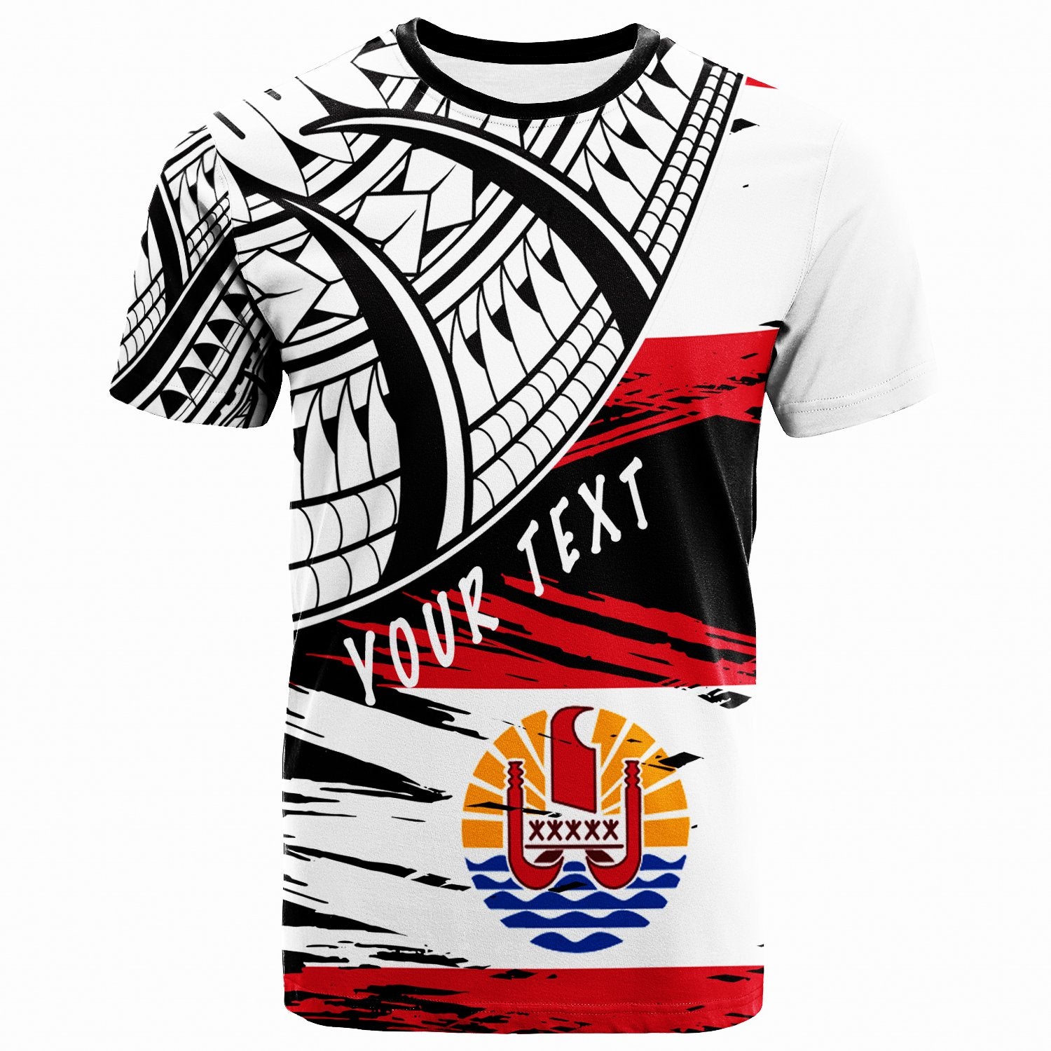 Tahiti Custom T Shirt Tahiti Flag Style With Claw Pattern Unisex Red - Polynesian Pride