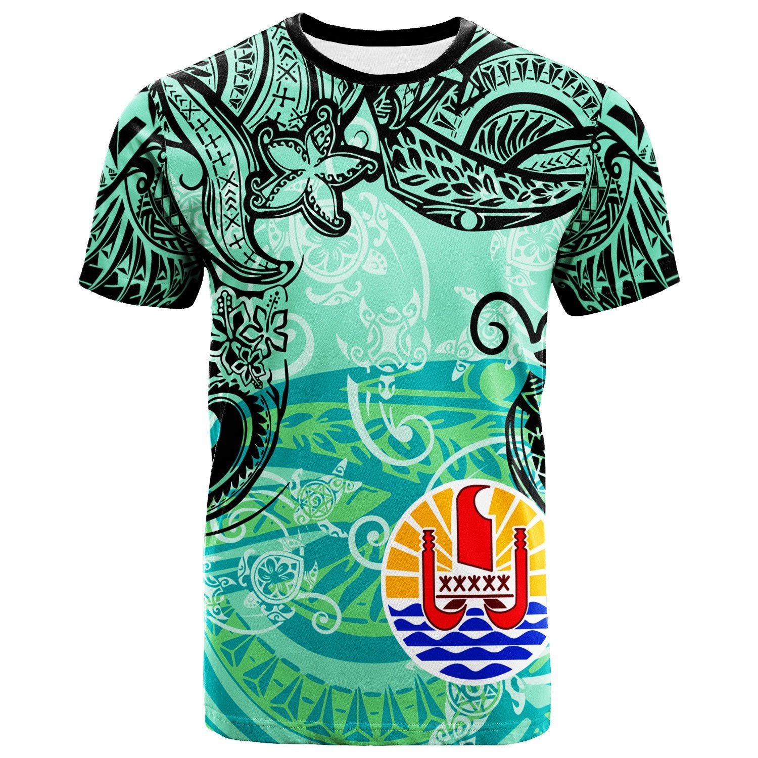 Tahiti T Shirt Vintage Floral Pattern Green Color Unisex Green - Polynesian Pride