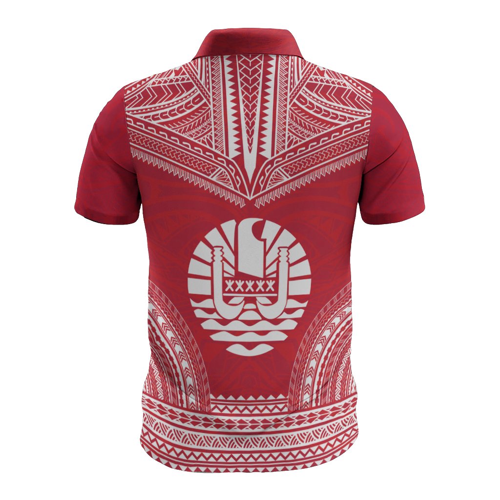 Tahiti Polo Shirt Tahitian Flag Polynesian Chief Tattoo Flag Version - Polynesian Pride