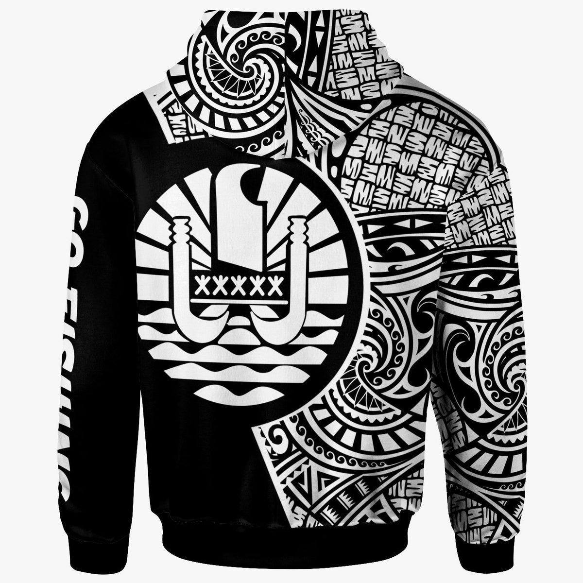 Tahiti Hoodie Hook Tattoo Black Color - Polynesian Pride