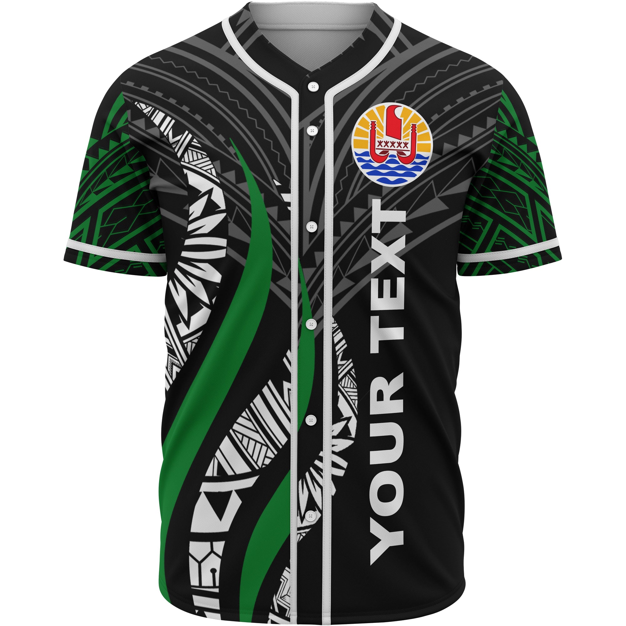 Tahiti Polynesian Custom Personalised Baseball Shirt - Tahiti Strong Fire Pattern Unisex Black - Polynesian Pride