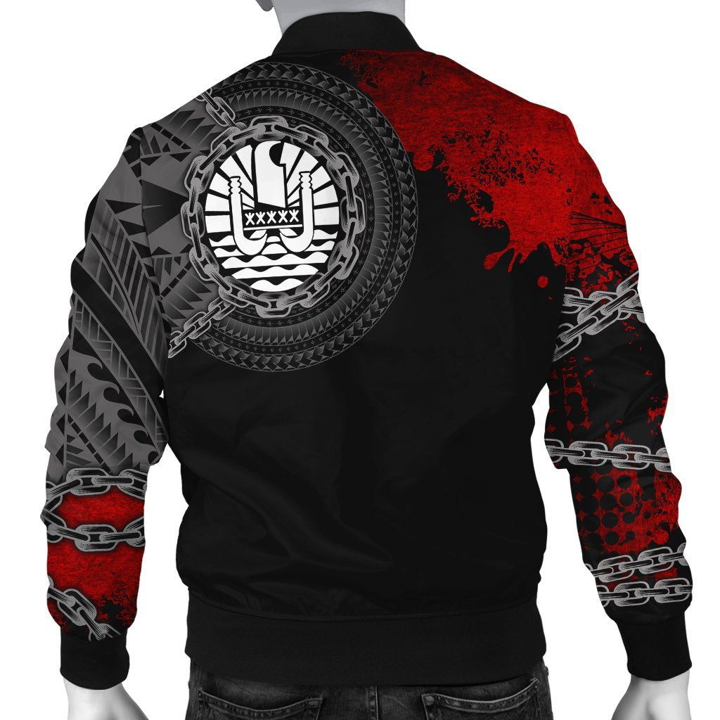 Tahiti Polynesian Men's Bomber Jacket - Polynesian Chain Style - Polynesian Pride