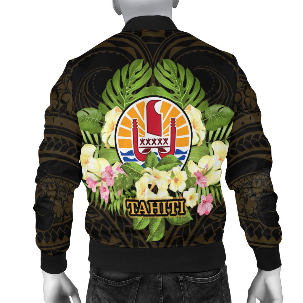 Tahiti Men's Bomber Jacket - Polynesian Gold Patterns Collection - Polynesian Pride