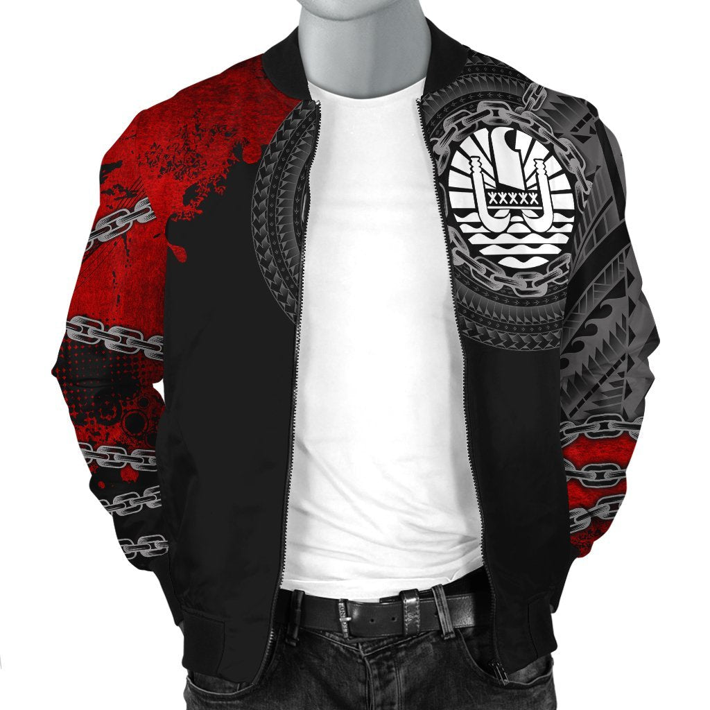 Tahiti Polynesian Men's Bomber Jacket - Polynesian Chain Style - Polynesian Pride