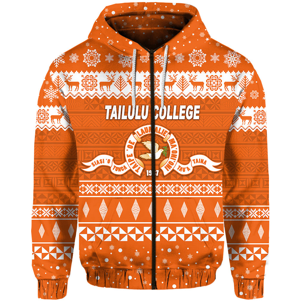 Custom Tailulu College Christmas Zip Hoodie Simple Style LT8 - Polynesian Pride