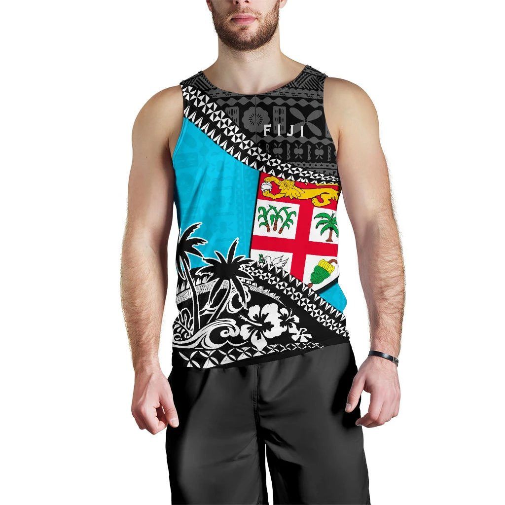 Fiji Men Tank Top Fall In The Wave K9 Blue - Polynesian Pride
