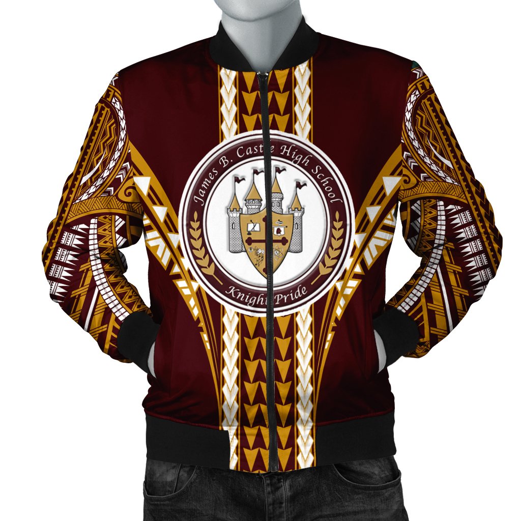 Hawaii Bomber Jacket - Castle High Football Jersey Bomber Jacket - AH Burgundy Unisex - Polynesian Pride