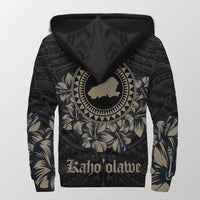 Kahoolawe Map Hibiscus Polynesian Sherpa Hoodie - Lithe Style - AH - Polynesian Pride