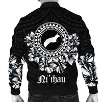 Niihau Map Hibiscus Polynesian Bomber Jacket - Lithe Style - AH - Polynesian Pride