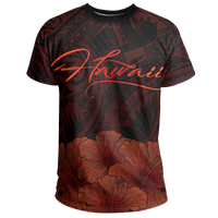 Hawaii Hibiscus Coat of Arm Polynesian T Shirt Orange - Polynesian Pride