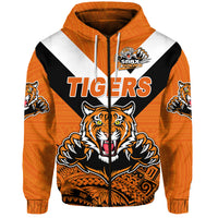 Papua New Guinea Lae Snax Tigers Zip Hoodie Rugby Simple Style Orange LT8 - Polynesian Pride