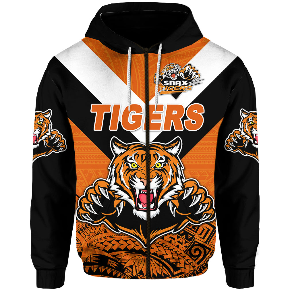 Papua New Guinea Lae Snax Tigers Zip Hoodie Rugby Simple Style Black LT8 - Polynesian Pride