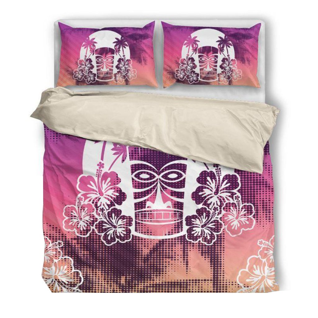 Hawaii Duvet Cover Set - Tiki Sunset In Hawaii - Polynesian Pride